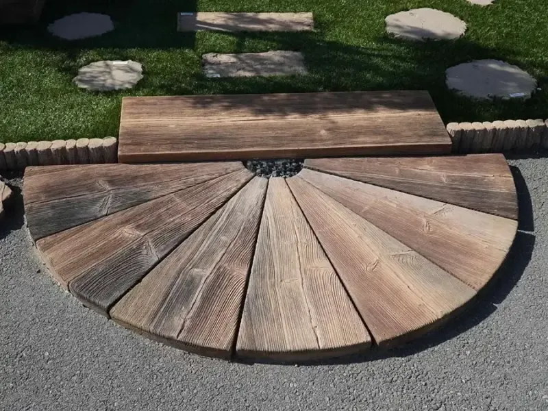 Gartenplatten-Set „Holzring I.“ in Holzoptik, Ø 170 cm